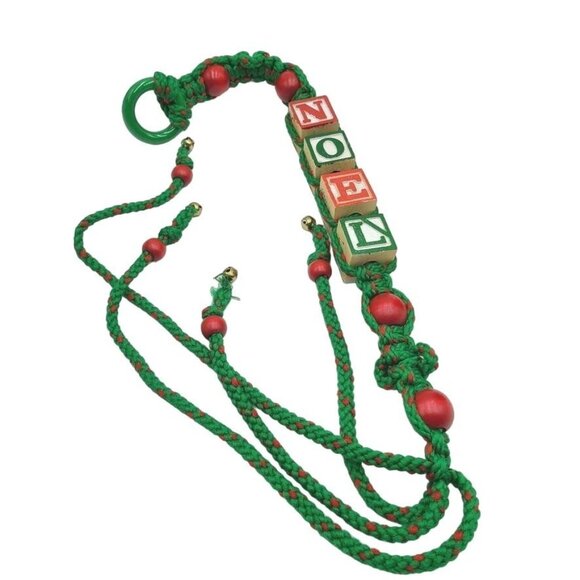 Vintage Christmas Noel Macrame Bell Wooden Blocks 2 Red Ball Ornaments Lot 3 - Picture 6 of 6